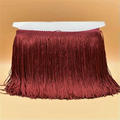 10 Meter Luxus Goldfarbene Spitzenfransenbesatz Quaste Fransen 15 cm Breite Galon Fransen Lateinisches Kleid Bühnenkleidung Zubehör Band-Rotwein-10 Meter von ZFISH