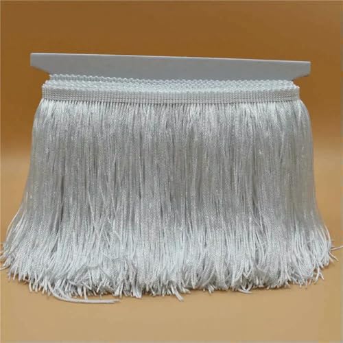 10 Meter Luxus Goldfarbene Spitzenfransenbesatz Quaste Fransen 15 cm Breite Galon Fransen Lateinisches Kleid Bühnenkleidung Zubehör Band-Weiß-10 Meter von ZFISH