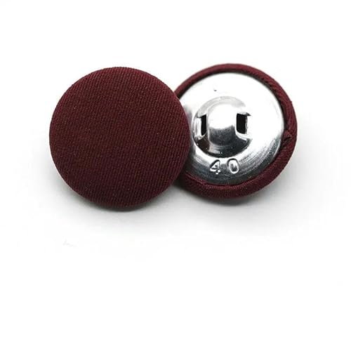 10 Stück/Los Metall Runde Stoffknöpfe DIY Aluminiumknopf für Kleidung Dekorative Knöpfe Nähzubehör-Weinrot-25MM von ZFISH