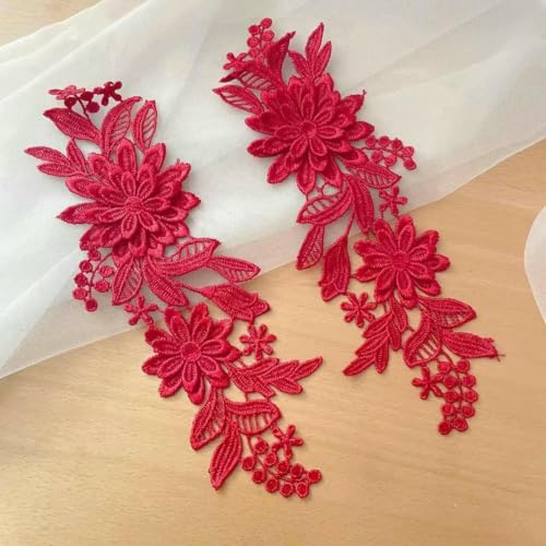 10 Stück/Los lösliche exquisite Spitzenblume DIY Hochzeitsschuhe Hochzeitskleid Dekorationsmaterialien-Weinrot-10Stücke 5 Paar von ZFISH