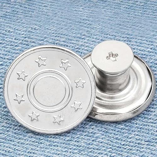 10 Stück Ersatz-Jeansknöpfe, 20 mm, 17 mm, sofort nähefreie Metallknöpfe für Hosen mit Reparatur-Kombi-Gewinde, Nieten und Schraubendreher, 20–17 mm von ZFISH