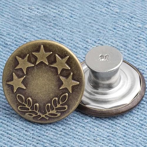 10 Stück Ersatz-Jeansknöpfe, 20 mm, 17 mm, sofort nähefreie Metallknöpfe für Hosen mit Reparatur-Kombi-Gewinde, Nieten und Schraubendreher, 6–20 mm von ZFISH