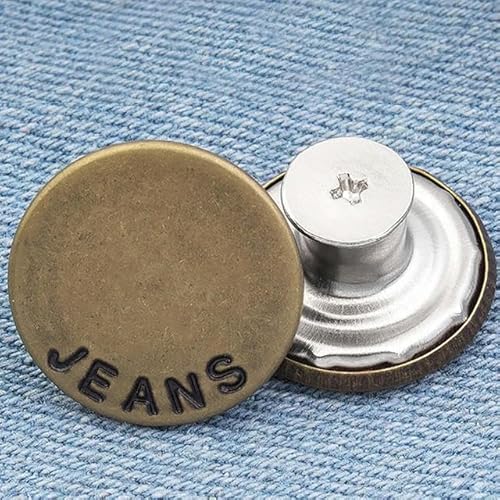 10 Stück Ersatz-Jeansknöpfe, 20 mm, 17 mm, sofort nähefreie Metallknöpfe für Hosen mit Reparatur-Kombi-Gewinde, Nieten und Schraubendreher, 7–20 mm von ZFISH