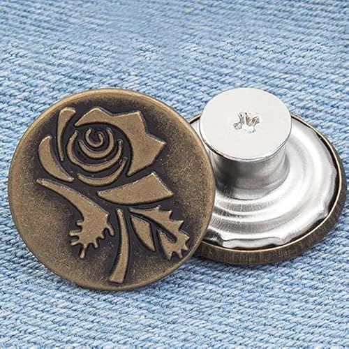 10 Stück Ersatz-Jeansknöpfe, 20 mm, 17 mm, sofort nähenfreie Metallknöpfe für Hosen mit Reparatur-Kombi-Gewinde, Nieten und Schraubendreher, 2–17 mm von ZFISH