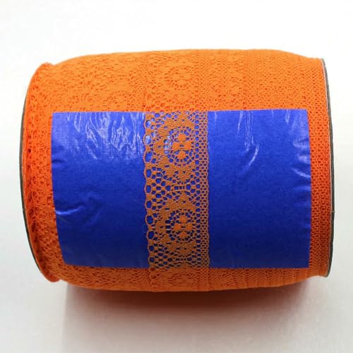 10 Yards, 40 mm, wunderschönes weißes Spitzenband, DIY, bestickt zum Nähen, Dekoration, afrikanischer Spitzenstoff, Orange, 10 Yards von ZFISH