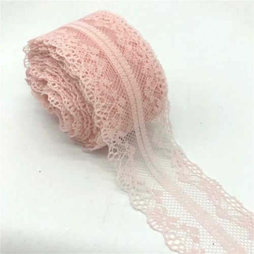10 Yards/Los 40 mm bilaterale Handarbeit bestickte Spitze Stoffbesatz Spitzenband Dekoration DIY Nähen Handwerk-Hellrosa von ZFISH