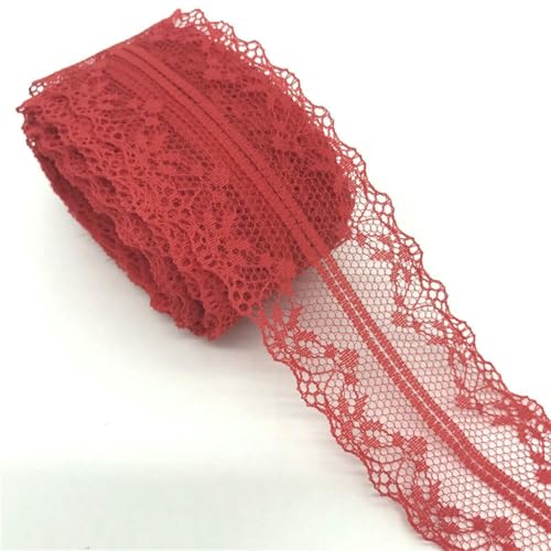 10 Yards/Los 40 mm bilaterale Handarbeit bestickte Spitze Stoffbesatz Spitzenband Dekoration DIY Nähen Handwerk-Rot von ZFISH