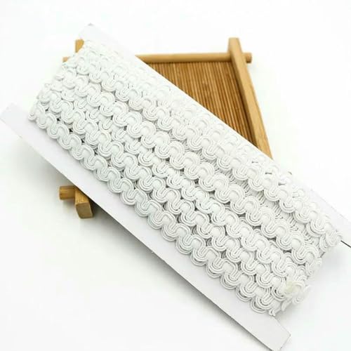 10 Yards/Lot 10 mm Breite Polyester gewelltes Spitzenbesatzband Kleidung Seide Kopfbedeckung Heimtextilien Zubehör Handgemachte Spitze-Weiß-10 mm breit-10 Meter von ZFISH