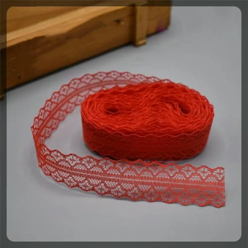 10 Yards/Lot Spitzenband, Breite 28 mm, schwarz-weißer Besatz, DIY, bestickte Netzkordel zum Nähen, Dekoration, afrikanischer Spitzenstoff, rot, 10 Yards von ZFISH