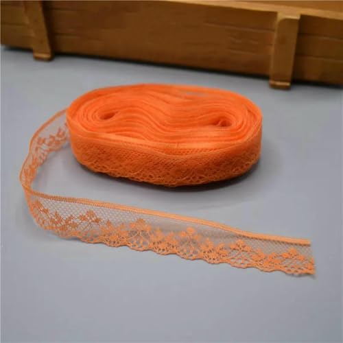 10 Yards Spitzenband, 20 mm breiter Besatzstoff, DIY, bestickte Hochzeitsnetzkordel zum Nähen, Dekoration, afrikanischer Spitzenstoff, Orange, 10 Yards von ZFISH