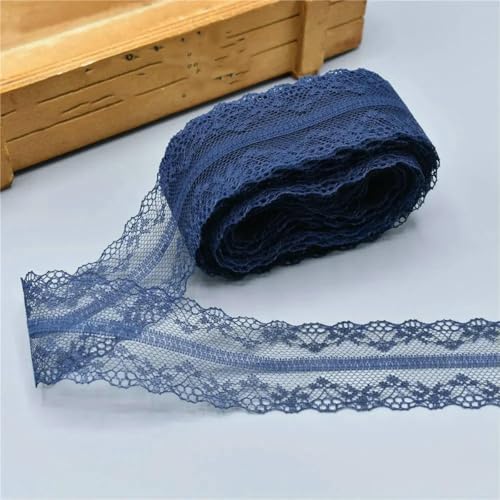10 Yards Spitzenband, 40 mm breiter Besatzstoff, DIY-Handwerk, bestickte Netzkordel zum Nähen, Dekoration, afrikanischer Spitzenstoff, Marineblau, 10 Yards von ZFISH