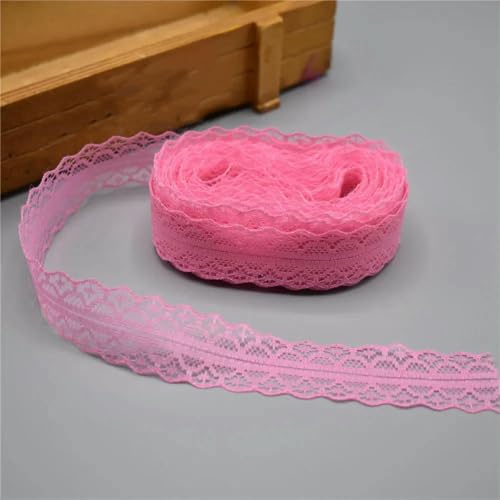 10 Yards Spitzenband, Breite 28 mm, Besatzstoff, DIY, bestickte Netzkordel zum Nähen, Dekoration, afrikanischer Spitzenstoff, Rosenrot, 10 Yards von ZFISH