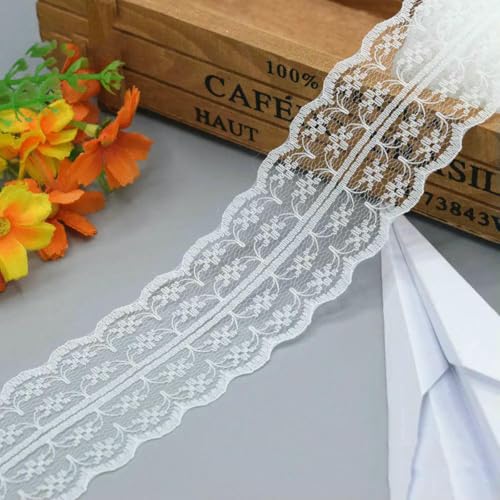 10 Yards schönes milchweißes Spitzenband Europäischer Stoff Spitze Nähen Stickerei Kleid Zubehör-Milchweiß_j von ZFISH