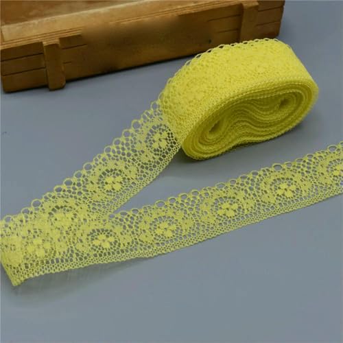 10 Yards schönes weißes Spitzenband, 40 mm, Spitzenbesatz, DIY, bestickt zum Nähen, Dekoration, afrikanischer Spitzenstoff, Gelb, M von ZFISH