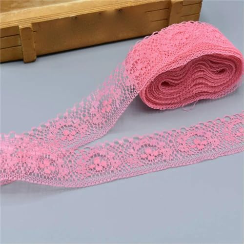 10 Yards schönes weißes Spitzenband, 40 mm, Spitzenbesatz, DIY, bestickt zum Nähen, Dekoration, afrikanischer Spitzenstoff, Wassermelonenrot, M von ZFISH