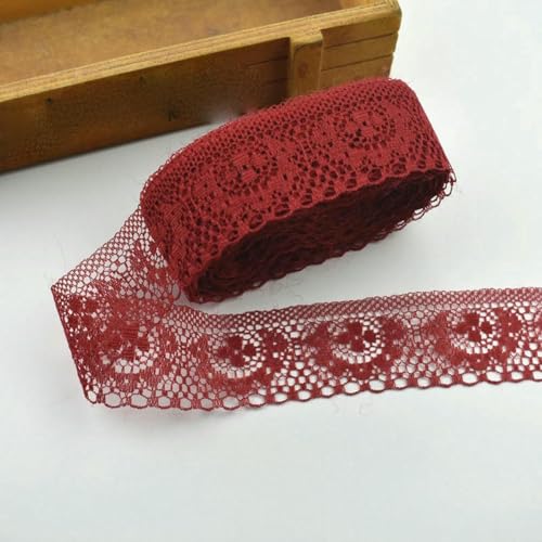 10 Yards schönes weißes Spitzenband, 40 mm, Spitzenbesatz, DIY, bestickt zum Nähen, Dekoration, afrikanischer Spitzenstoff, Weinrot, M von ZFISH