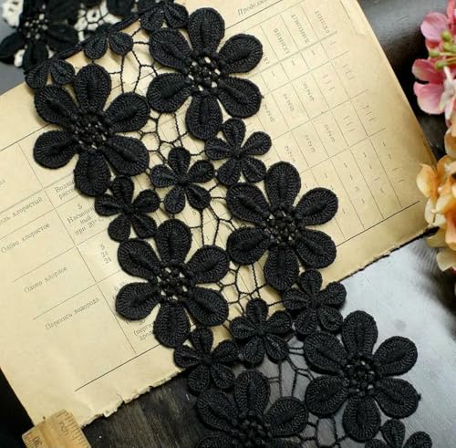 10 cm breites, exquisites Spitzen-Baumwoll-Stickband, Spitzenbesatz, Rock, Nähzubehör, Kleidung, dekorative Materialien, schwarz von ZFISH