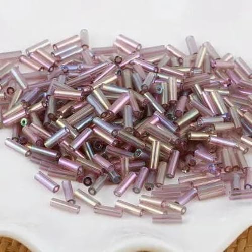 10 g/200 Stück, Größe 2 x 6 mm, bunt, Silberkern, tschechische Glasperlen, Röhre für Abstandshalter, Schmuckherstellung, Kleidungsstück, Nähzubehör, brillantes L-Lila 10 g/200 Stück, Größe 2 x 6 mm, bunt, Silberkern, tschechische Glasperlen, Röhre für Abstandshalter, Schmuckherstellung, Kleidungsstück, Nähzubehör, brillantes L-Lila von ZFISH