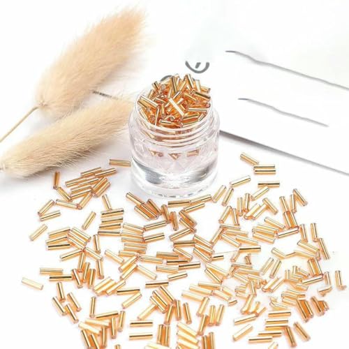 10 g 4/6 mm lange gerade Röhren-Glasperlen, silbergefütterte Rocailles-Perlen für Handarbeiten, Schmuckherstellung, handgefertigtes DIY-Zubehör, 22A, 2 x 6 mm, 300 Stück von ZFISH
