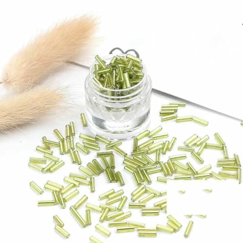 10 g 4/6 mm lange gerade Röhren-Glasperlen, silbergefütterte Rocailles-Perlen für Handarbeiten, Schmuckherstellung, handgefertigtes DIY-Zubehör, 24, 2 x 6 mm, 300 Stück von ZFISH