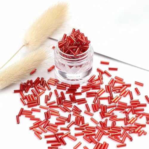 10 g 4/6 mm lange gerade Röhren-Glasperlen, silbergefütterte Rocailles-Perlen für Handarbeiten, Schmuckherstellung, handgefertigtes DIY-Zubehör, 25–2 x 6 mm, 300 Stück von ZFISH