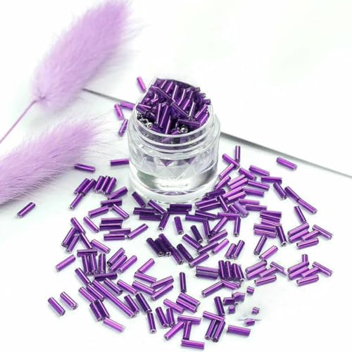 10 g 4/6 mm lange gerade Röhren-Glasperlen, silbergefütterte Rocailles-Perlen für Handarbeiten, Schmuckherstellung, handgefertigtes DIY-Zubehör, 37, 2 x 6 mm, 300 Stück von ZFISH