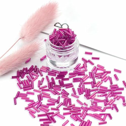 10 g 4/6 mm lange gerade Röhren-Glasperlen, silbergefütterte Rocailles-Perlen für Handarbeiten, Schmuckherstellung, handgefertigtes DIY-Zubehör, 38, 2 x 4,0 mm, 450 Stück von ZFISH