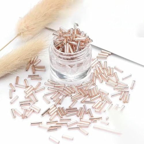 10 g 4/6 mm lange gerade Röhren-Glasperlen, silbergefütterte Rocailles-Perlen für Handarbeiten, Schmuckherstellung, handgefertigtes DIY-Zubehör, 39A, 2 x 6 mm, 300 Stück von ZFISH