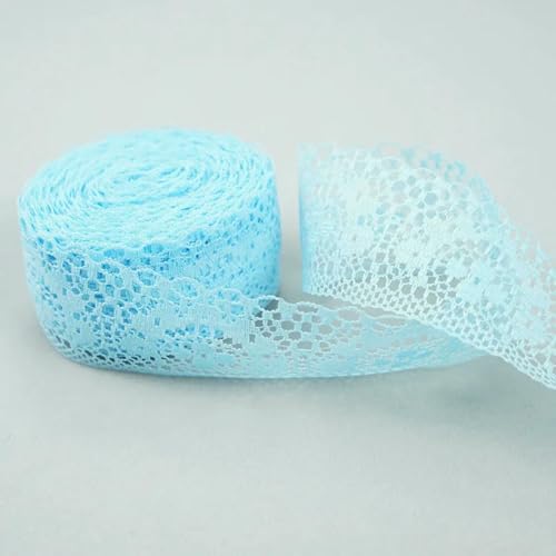 10 m/Rolle, 45 mm, bunt, nicht dehnbar, ausgehöhlt, mit Blumen besticktes Spitzenband, Geschenkspitze für Weihnachten, Hochzeiten, Geburtstage, Partys, 40 mm, Himmelblau, Länge 10 Meter von ZFISH