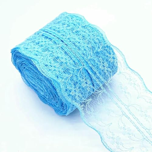 10 m/Rolle, 45 mm, bunt, nicht dehnbar, ausgehöhlt, mit Blumen besticktes Spitzenband, Geschenkspitze für Weihnachten, Hochzeiten, Geburtstage, Partys, 45 mm, hellblau, Länge 10 Meter von ZFISH