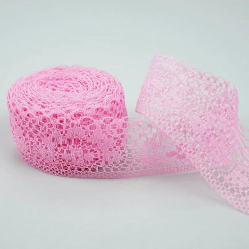 10 m/Rolle, 45 mm, bunt, nicht dehnbar, ausgehöhlt, mit Blumenmuster besticktes Spitzenband, Geschenkspitze für Weihnachten, Hochzeiten, Geburtstage, Partys, 40 mm, Rosenrot, Länge 10 Meter von ZFISH