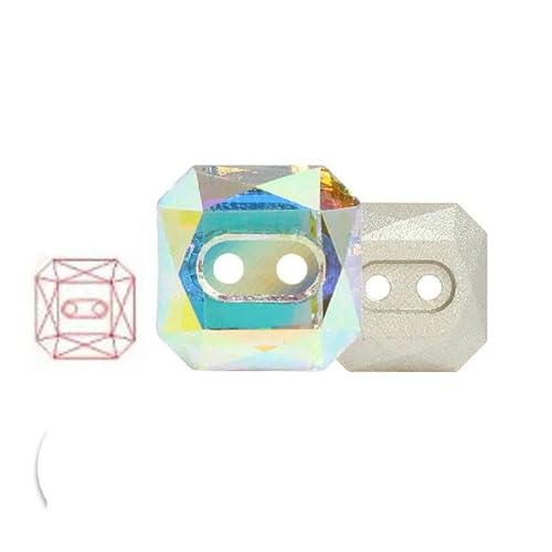 10 mm, 10 Stück/Los, zwei Löcher, quadratischer Knopf, Bekleidungszubehör, Bastelbedarf, Strass, Kunsthandwerk, Perlen, klare Kristallknöpfe, Kristall AB, 10 mm, 10 Stück von ZFISH