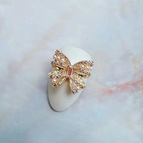 10 teile/los Luxus Große Rosa Schmetterling Zirkon Kristalle Metall Nägel Schmuck Dekorationen Nail art Zubehör Charms Teile Supplies-MG841-3 von ZFISH