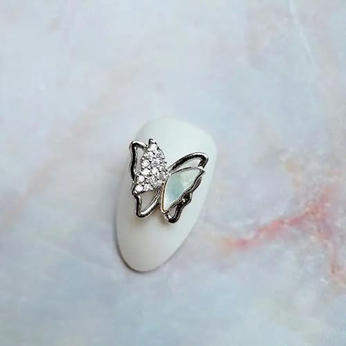10 teile/los Luxus Große Rosa Schmetterling Zirkon Kristalle Metall Nägel Schmuck Dekorationen Nail art Zubehör Charms Teile Supplies-MG845-2 von ZFISH