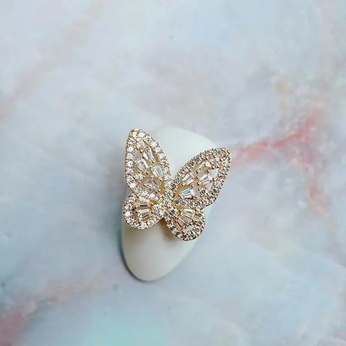 10 teile/los Luxus Große Rosa Schmetterling Zirkon Kristalle Metall Nägel Schmuck Dekorationen Nail art Zubehör Charms Teile Supplies-MG846-1 von ZFISH
