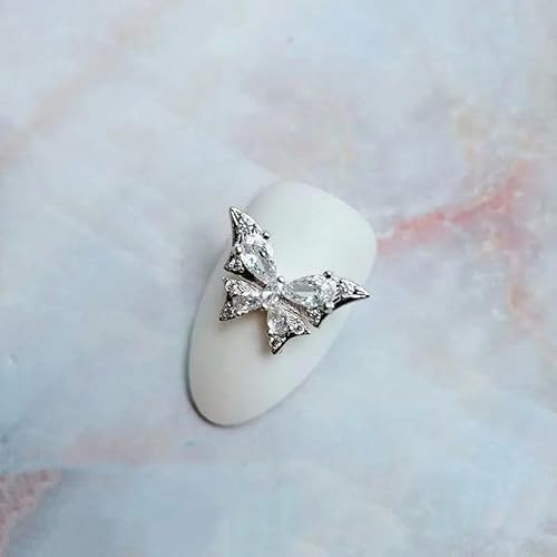 10 teile/los Luxus Große Rosa Schmetterling Zirkon Kristalle Metall Nägel Schmuck Dekorationen Nail art Zubehör Charms Teile Supplies-MG847-2 von ZFISH