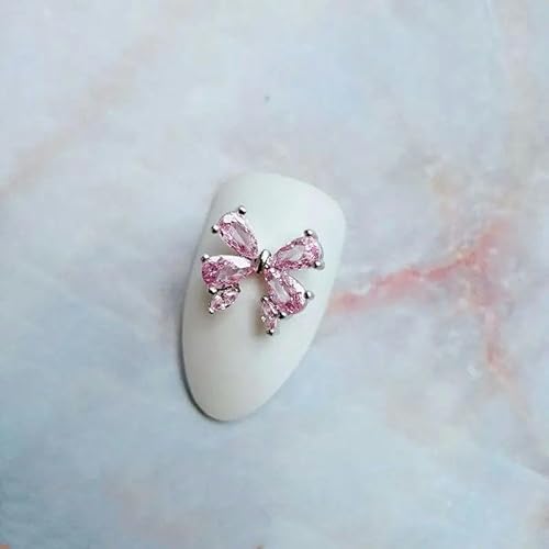 10 teile/los Luxus Große Rosa Schmetterling Zirkon Kristalle Metall Nägel Schmuck Dekorationen Nail art Zubehör Charms Teile Supplies-MG849-3 von ZFISH