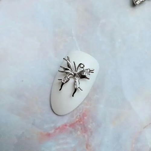 10 teile/los Luxus Große Rosa Schmetterling Zirkon Kristalle Metall Nägel Schmuck Dekorationen Nail art Zubehör Charms Teile Supplies-MG852-2 von ZFISH