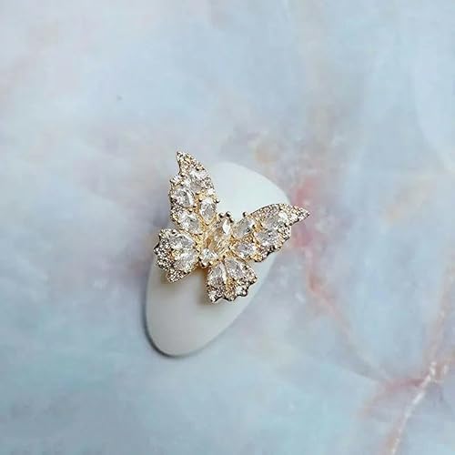 10 teile/los Luxus Große Rosa Schmetterling Zirkon Kristalle Metall Nägel Schmuck Dekorationen Nail art Zubehör Charms Teile Supplies-MG855-1 von ZFISH