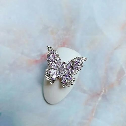 10 teile/los Luxus Große Rosa Schmetterling Zirkon Kristalle Metall Nägel Schmuck Dekorationen Nail art Zubehör Charms Teile Supplies-MG855-6 von ZFISH