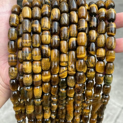 10 x 14,0 mm natürlicher gelber Tigerauge-Stein, tonnenförmige Perlen, glatt, lose Abstandshalter für die Schmuckherstellung, DIY-Halsketten, Armbandzubehör – 1A Gelbe Tigeraugen – 10 x 14,0 mm, c 10 x 14,0 mm natürlicher gelber Tigerauge-Stein, tonnenförmige Perlen, glatt, lose Abstandshalter für die Schmuckherstellung, DIY-Halsketten, Armbandzubehör – 1A Gelbe Tigeraugen – 10 x 14,0 mm, c von ZFISH