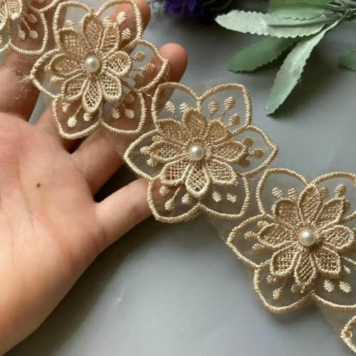 10 x 3D-Spitzenbesatz mit goldenen Perlen und Blumen, bestickt, Band, florale Applikation, Aufnäher, Kleiderstoff, Nähen, Basteln, Vintage, 5 cm, Neu, H18, 5,5 cm, Sonstiges 10 x 3D-Spitzenbesatz mit goldenen Perlen und Blumen, bestickt, Band, florale Applikation, Aufnäher, Kleiderstoff, Nähen, Basteln, Vintage, 5 cm, Neu, H18, 5,5 cm, Sonstiges von ZFISH