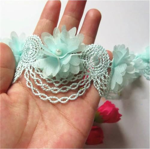 10 x rosa Perlen-Chiffon-Blumen, bestickte Spitzenkanten, Band, Blumenapplikation, Stoff, handgefertigt, DIY, Hochzeitskleid, Nähen, Basteln, Hellblau/Grün 10 x rosa Perlen-Chiffon-Blumen, bestickte Spitzenkanten, Band, Blumenapplikation, Stoff, handgefertigt, DIY, Hochzeitskleid, Nähen, Basteln, Hellblau/Grün von ZFISH