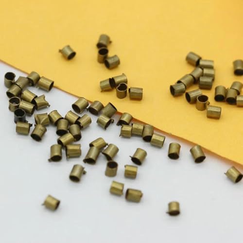 1000 Stück 2 x 2 mm, silbervergoldet, bronzefarben, Kupferrohr-Quetschperlen, Schmuckzubehör, Stopper, Abstandshalter, Metall-Endperlen, bronzefarben 1000 Stück 2 x 2 mm, silbervergoldet, bronzefarben, Kupferrohr-Quetschperlen, Schmuckzubehör, Stopper, Abstandshalter, Metall-Endperlen, bronzefarben von ZFISH