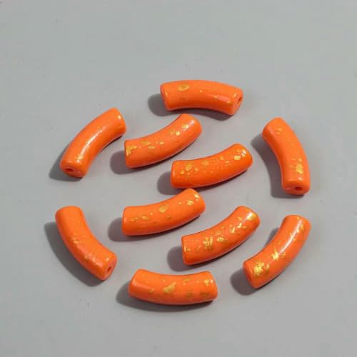 11 mm, 10 Stück, gebogene Acryl-Röhrenperlen, lose Perlen, Anhänger für DIY-Armbänder, Halsketten, Ohrringe, Schmuckherstellung, Zubehör – Orange von ZFISH