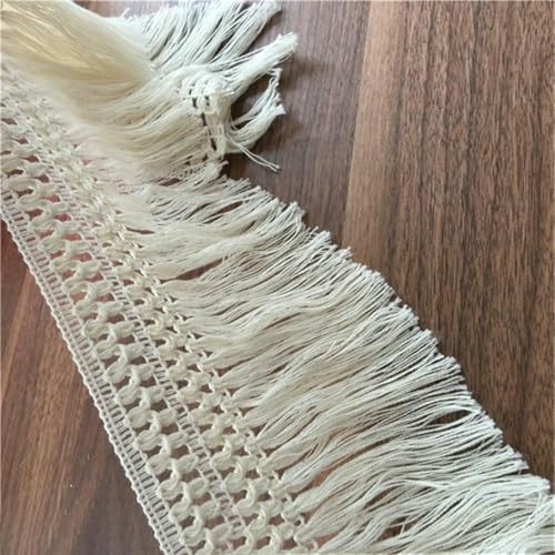 13,5 cm breit, beige, bestickter Baumwollstoff mit Quaste, Spitzenrandbesatz, Fransenband, Kleid, Kleidungsstück, Vorhänge, DIY, Nähdekor – Standard von ZFISH