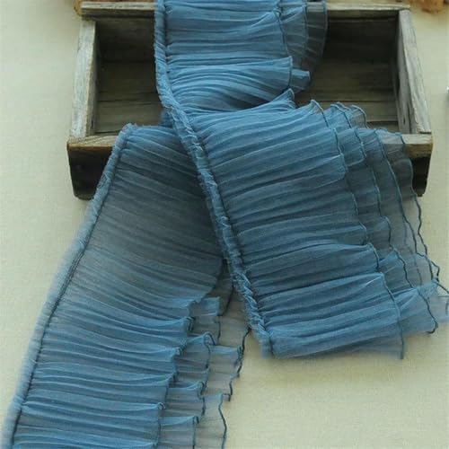 15 cm breiter, dreilagiger Netzstoff mit gerüschtem Spitzenbesatz, Stickerei, Fransenband, Kleiderkragen, Röcke, Säume, Nähdekor, Blau, 1 Yard 15 cm breiter, dreilagiger Netzstoff mit gerüschtem Spitzenbesatz, Stickerei, Fransenband, Kleiderkragen, Röcke, Säume, Nähdekor, Blau, 1 Yard von ZFISH