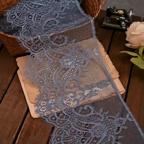 18 cm breite farbige Wimpern, Spitzengaze, bestickte Spitzenbesatz, Accessoires, Kleider, Rockärmel, dekorativer Stoff, graublau, 3,0 Meter Preis 18 cm breite farbige Wimpern, Spitzengaze, bestickte Spitzenbesatz, Accessoires, Kleider, Rockärmel, dekorativer Stoff, graublau, 3,0 Meter Preis von ZFISH