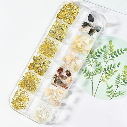 1Box Natürlicher Abalone-Muschelstein, 3D-unregelmäßiger Muschelstein, DIY, farbwechselnde Fragmente, Textur, Nagelkunst, Pailletten-Dekoration*-PH031 von ZFISH