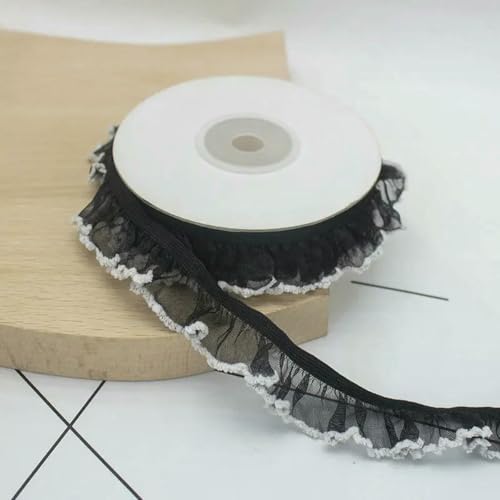 2/5/10 Meter elastisches Spitzenband mit Rüschen, transparenter Chiffonbesatz, Spitzenstoffband zum Nähen von DIY-Bekleidung, handgefertigten Accessoires, 2 cm, Typ B, Schwarz, 2 Yard 2/5/10 Meter elastisches Spitzenband mit Rüschen, transparenter Chiffonbesatz, Spitzenstoffband zum Nähen von DIY-Bekleidung, handgefertigten Accessoires, 2 cm, Typ B, Schwarz, 2 Yard von ZFISH